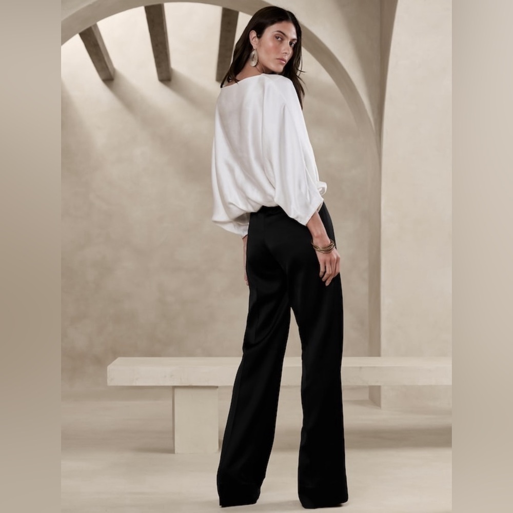 NEW! Banana Republic  Alix Italian Satin Wide-Leg Pant - Size 0 Petite 🗺️1️⃣ - Picture 2 of 5